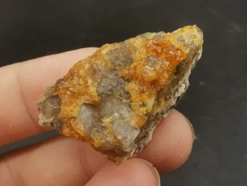 

14.7gRare natural garnet crystal hexagonal point feldspar mica brass multi mineral crystal symbiotic halo energy healing