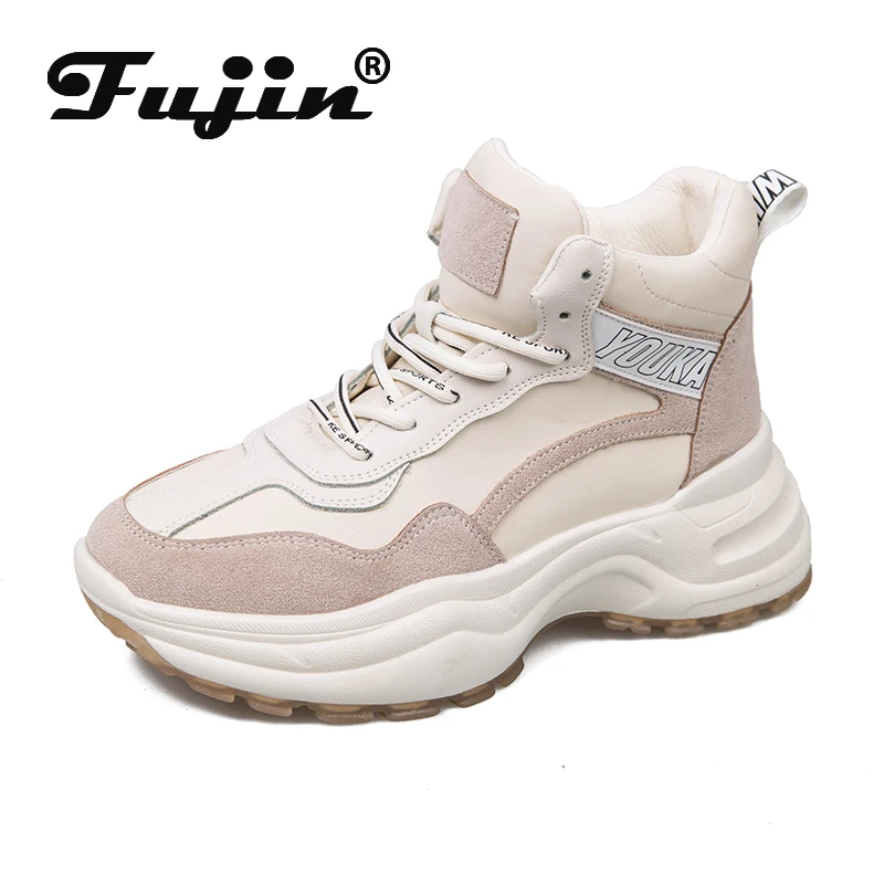 Fujin/кроссовки; женская зимняя обувь на платформе из плюша, сохраняющая тепло; модная обувь на толстой подошве, увеличивающая рост, с круглым носком; женская обувь для отдыха