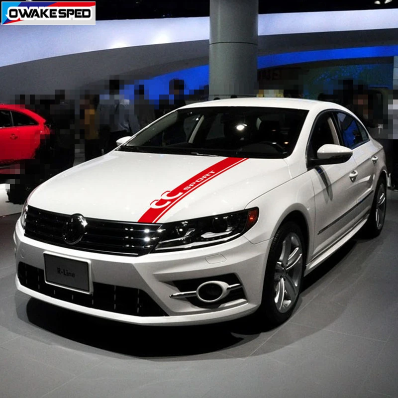 Sport Stripes Car Hood Bonnet Sticker For Volkswagen-Passat CC Auto Engine Cover Decor Vinyl Decal Tuning Accessories (3)