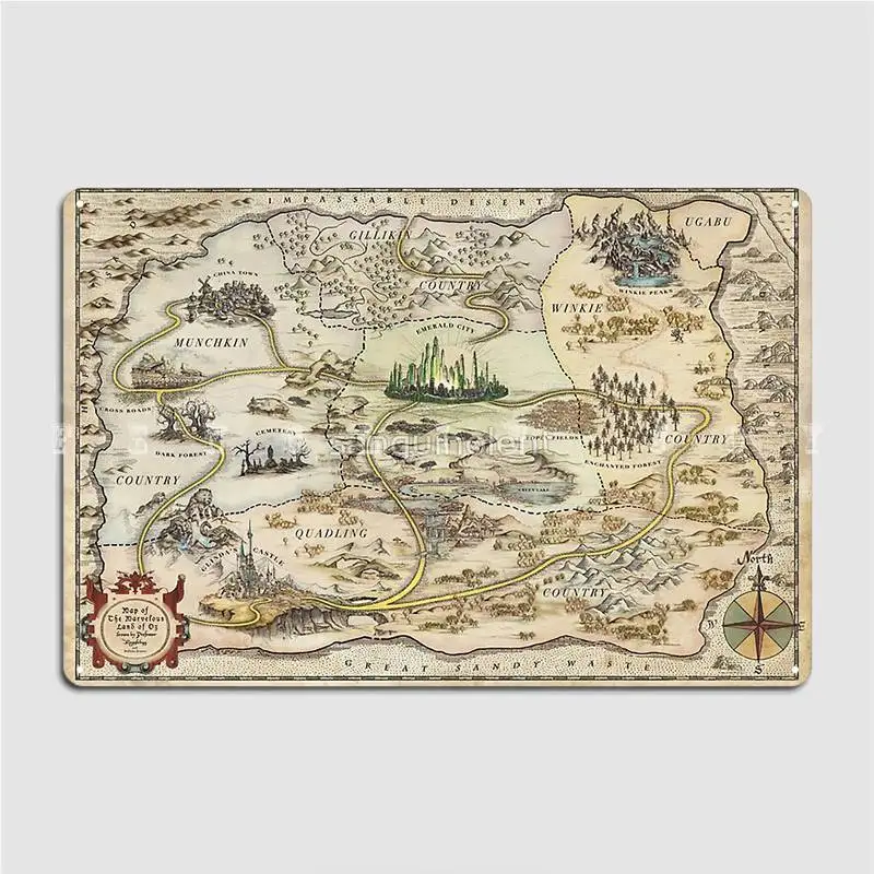Mappa Di Oz Metal Sign Club Party Bar Cave Printing Wall Decor Tin Sign Poster