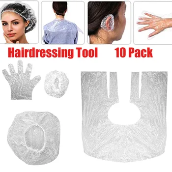 

10 Pack Disposable Salon Hairdressing Earmuffs Ear Shower Cap Earmuffs Gloves Shawl Cover Ear Protection Hair Dye Styling Tools