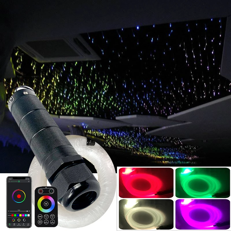 DC12V 6W RGBW Car Room Star Lights Fiber Optic Lamp Fiber Optic Ceiling Kit with RF control Mobile