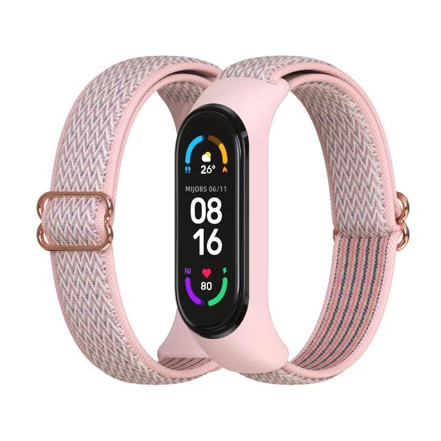 Correa de nailon elástica trenzada para Xiaomi Mi Band 5/6/7, accesorios de  reloj inteligente, correa de repuesto ajustable, pulsera duradera, pulsera