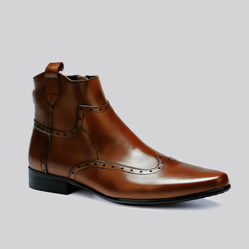 

Spring New Style Leather Boot Men's Leather Short Boots Business Shoes Chelsea Men's Boot Retro Boots Men's Large Size Martin Sh