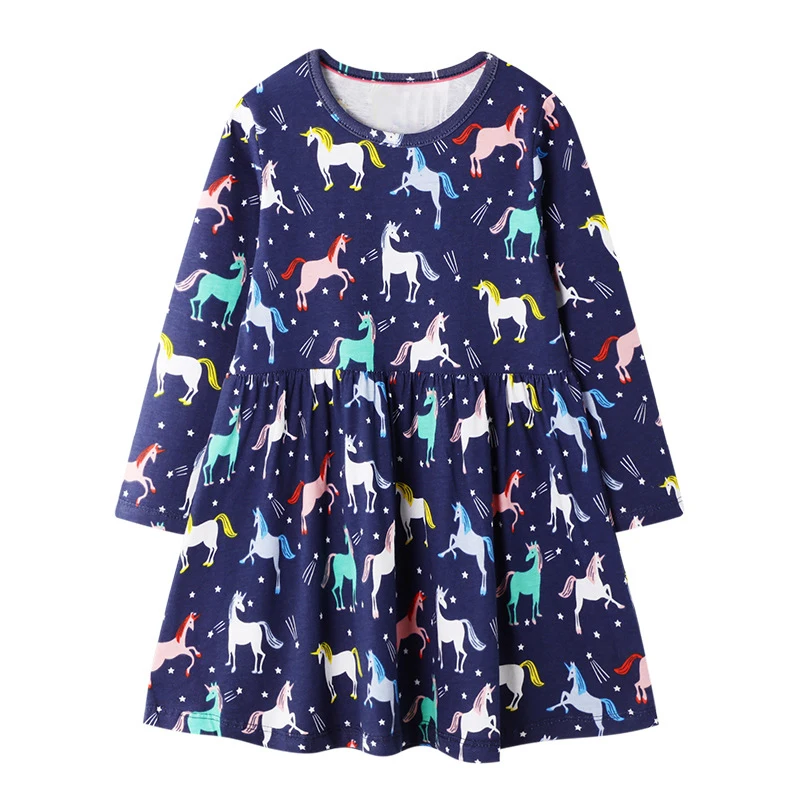 7077 same picture Little maven 2-7Years Детские Дети Девушки Животных Аппликация Платье для Детей Дети Малышей Девушки С Длинным Рукавом Элегантное Платье Осени - Цвет: 7077 same picture