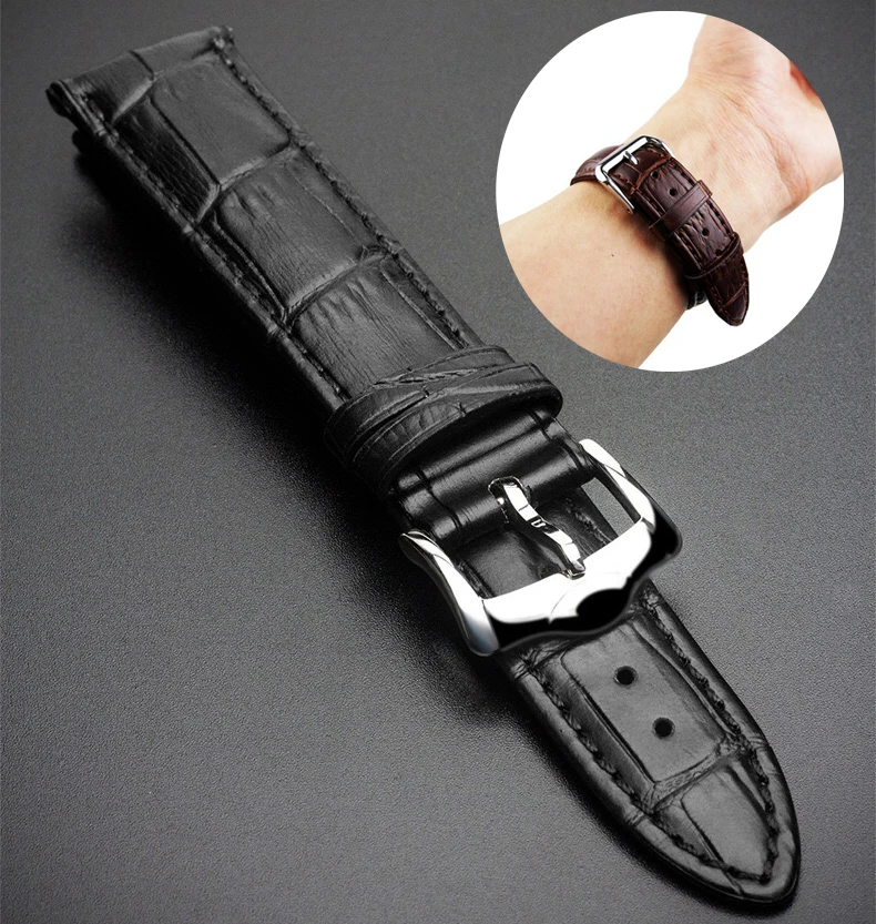 leather huami amazfit Bip Strap For Samsung galaxy watch 42mm 46mm Gear sport S2 S3 Classic Frontier Band 20mm 22MM huawei gt 2 - Цвет ремешка: Черный
