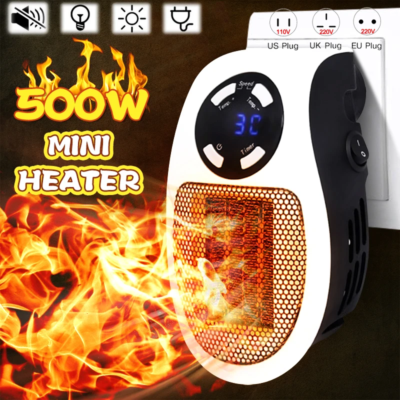 500W Electric Fan Heater For Home Desktop Room Heating Household Wall Heater  Portable Heater Stove Radiator Hand Warmer Machine - AliExpress