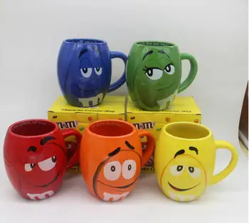 

m&m beans coffee mugs tea cups and mugs cartoon cute expression mark large capacity Ceramic cup Christmas gift