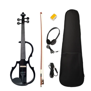

Electric Violin 4/4 Full Size Violin with Case Bow Earphone Rosin Set Black