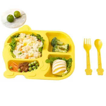 

Baby Divided Plate Portable Non Slip Child Feeding Plate For Children BabiesToddler Dinnerware Cutlery Cartoon Infant Food