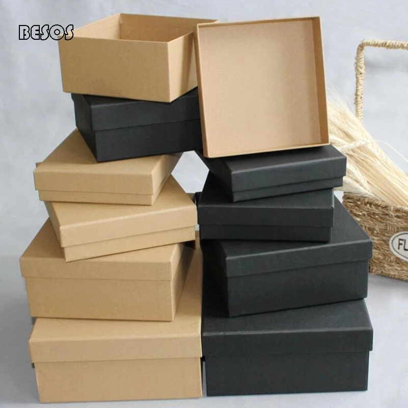 Высокая-класс простой черный карты Крафт Бумага Рождество Год Вечерние праздник одежда обувь продвижение подарочной коробке B211D
