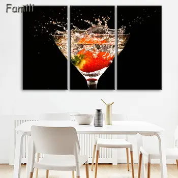 

3 Piece Hot Sell Modular Wall Paintings Beautiful Kitchen Fruit Modern Oil Painting on Canvas Pictures For Living Room HD Poster