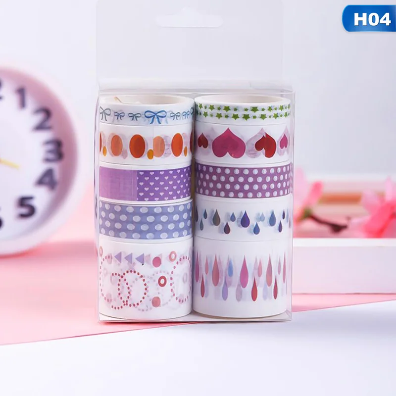 H04 10 шт./компл. осенние листья Вишневый цветок лента цветок завод васи ленты набор скрапбукинга принадлежности наклейки Скрапбукинг - Цвет: H04