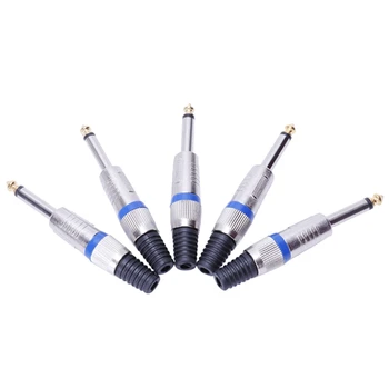 

5pcs Panel Mount 6.35mm Mono Male Jack Guitar Socket Connector
