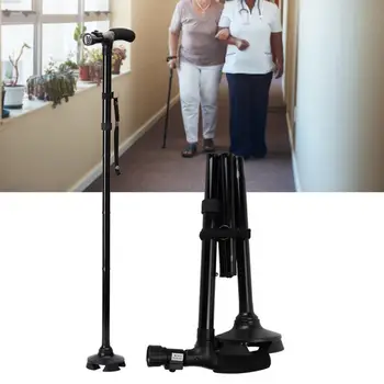 

Collapsible Anti-slip Foldable Aluminum Alloy Cane Elder Safety Walking Stick with LED Light