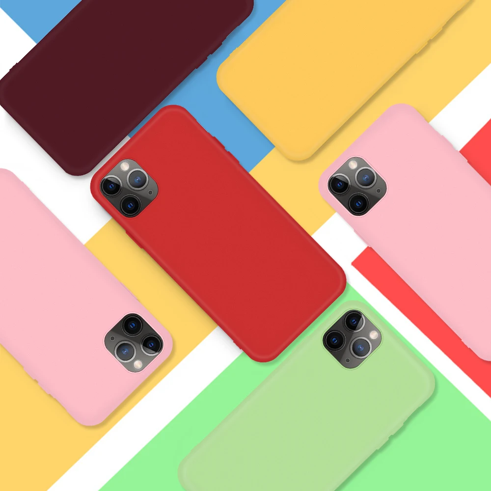 Однотонный чехол для телефона из ТПУ iPhone 11 Pro Max мягкий силиконовый карамельных