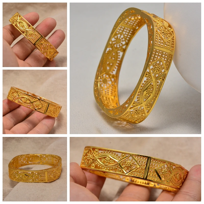 Дубайский Золотой цвет, мужской женский браслет, вакуумный золотой цвет и медь, широкий браслет для женщин, ручная цепочка, ювелирные изделия, Эфиопский/арабнигерийский