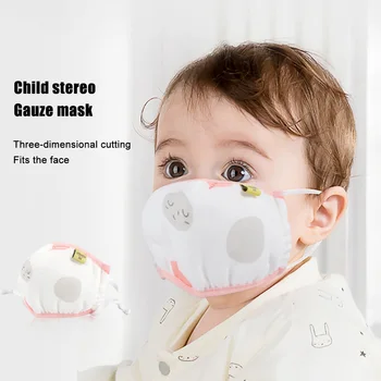 

Kids Infant Baby Cotton Gauze Mouth Mask Dust proof Anti-Haze 5-Layers Cute Cartoon Animal Washable Ear loop Mouth-Mu