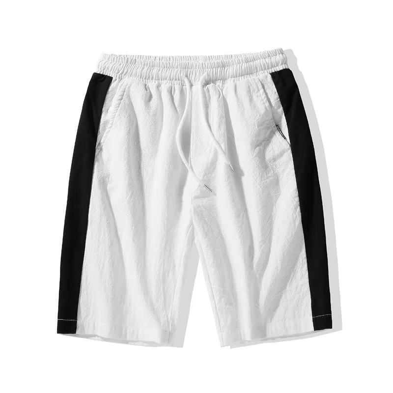 Хлопковые летние шорты, мужские тонкие спортивные Pants-5XL, свободные и большие размеры, Мужские Короткие Шорты, бриджи - Цвет: Белый
