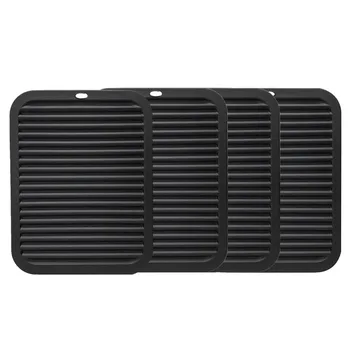 

Silicone Pot Holder, Trivet Mat, Waterproof, Heat Insulation, Non-Slip, Tableware Pad Coasters - 9 x 12Inch-(4 X Black)