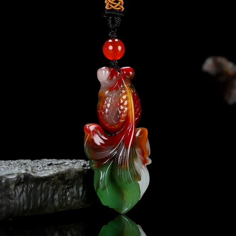 Natural Colorful Jade Rich Goldfish Pendants Men and Women Sweater Chain Pendants for pendant necklace,jade jewelry