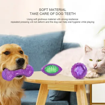 

Pet Dog Sound-proof Bite-resistant Funny Interactive Glowing Round Ball Toy Training Rubber Ball Bone Oval Dog Toys