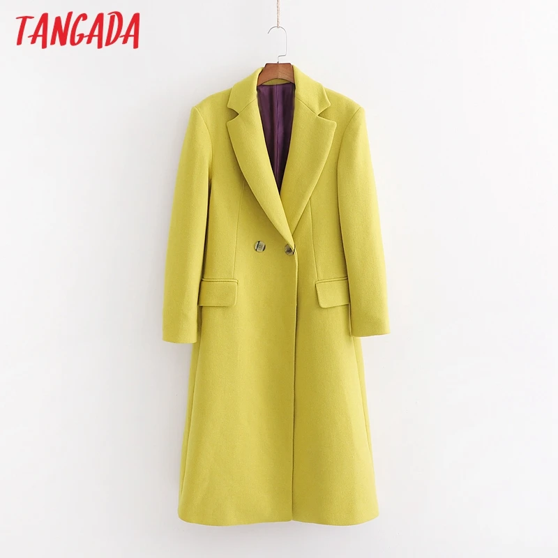 Tangada элегантное зимнее женское длинное пальто Пуговицы для куртки с ...