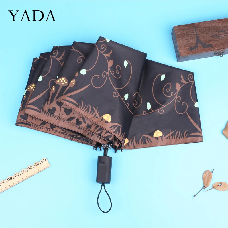 

YADA Animal Owl&Tree Pattern Umbrellas Rain uv Three Folding Umbrella For Women Men Windproof Anime Umbrellas Female YS200173