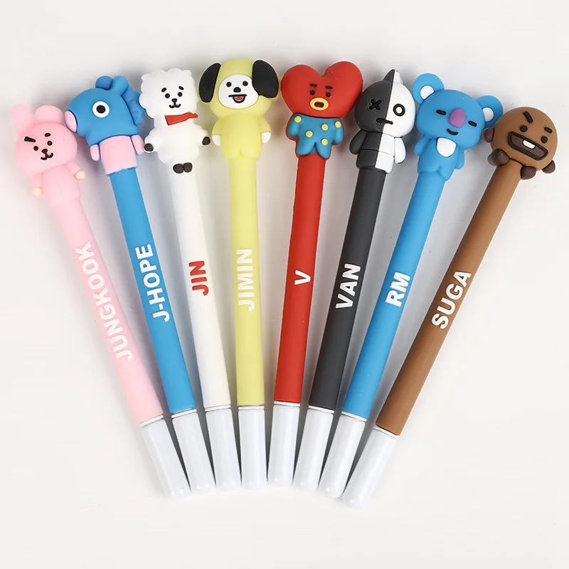 

1 Pcs Korean Stationery Cute Pen kpop Theme cosplay prop Cartoon 8 Color Ballpoint Pen / Gel Pen Kawaii School Writing Gifts