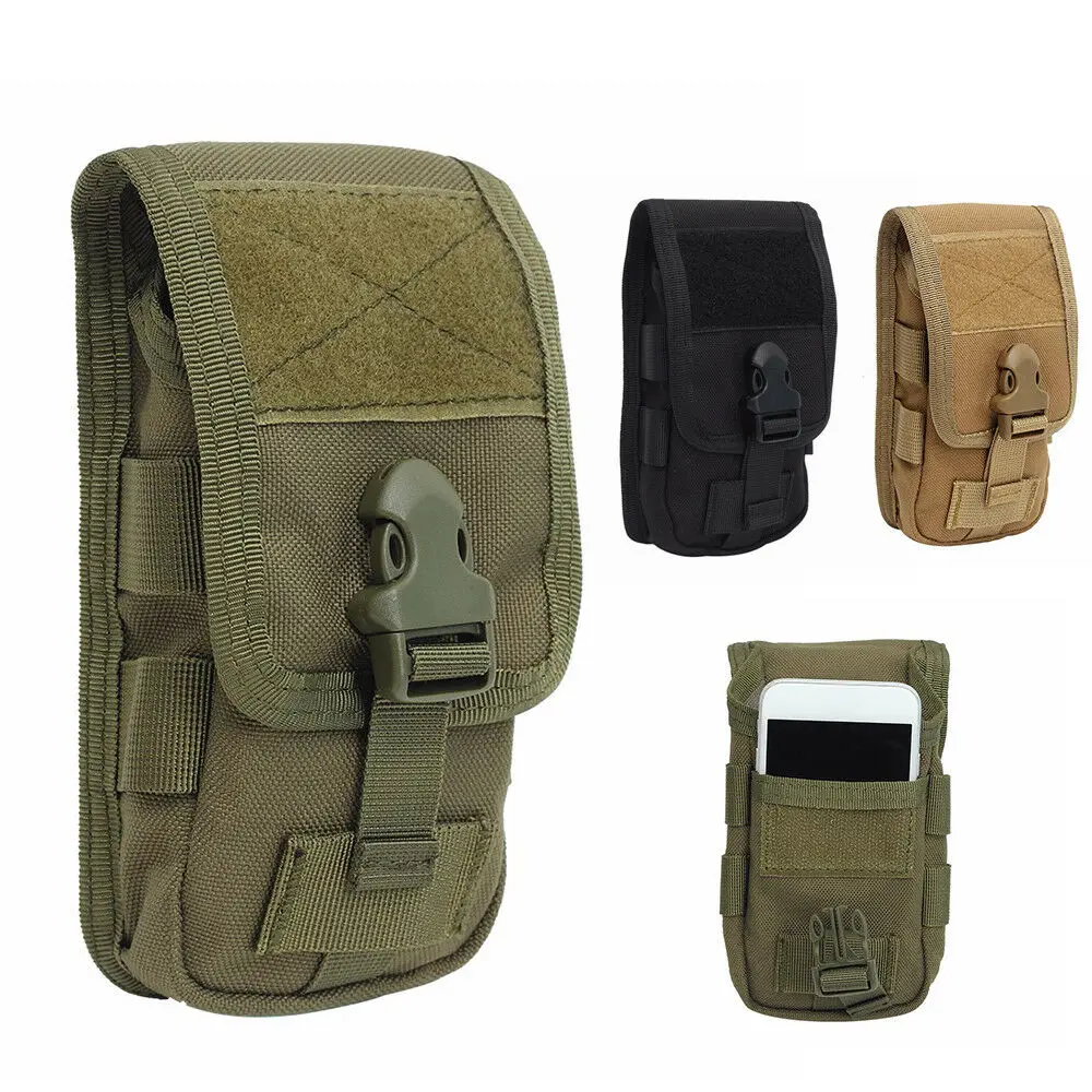 New Double Layer Tactical Phone Pouch Bag Belt 600D Nylon Waterproof Molle System Hunting Molle Fanny Mobile Phone Purse Outdoor