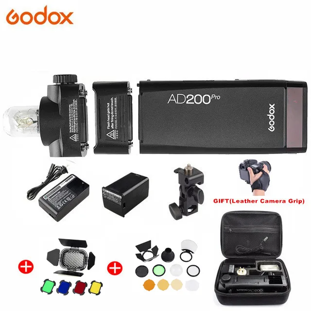 Godox AD200 Pro AD200Pro 200Ws 2,4G Вспышка стробоскоп 1/8000 HSS 500 полная мощность вспышки 0,01-2,1 s переработка батареи 2900 мАч - Цвет: Add AK-R1 And BD-07