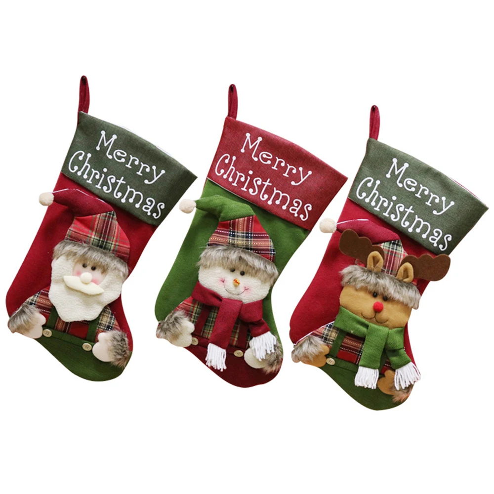 

Cloth Large Candy Bag Fireplace Christmas Stocking Xmas Stock
