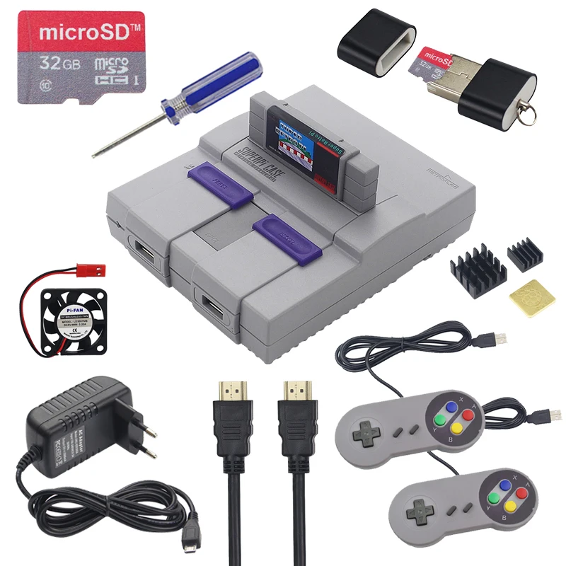 Retroflag SUPERPi CASE + Gamepad Controller + 32GB SD Card + 3A Power Adapter + Heatsink + HDMI for