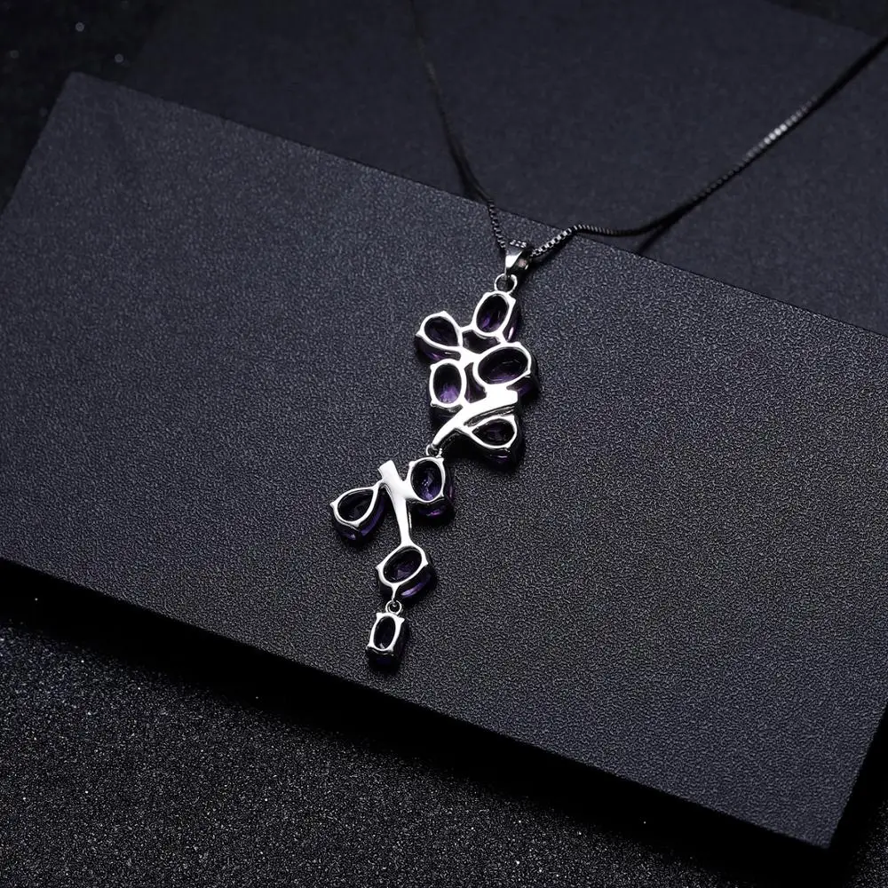 GEM'S балетные листья и ветви кулон 7.17Ct натуральный аметист 925 пробы Серебряное колье для женщин обручение ювелирные изделия