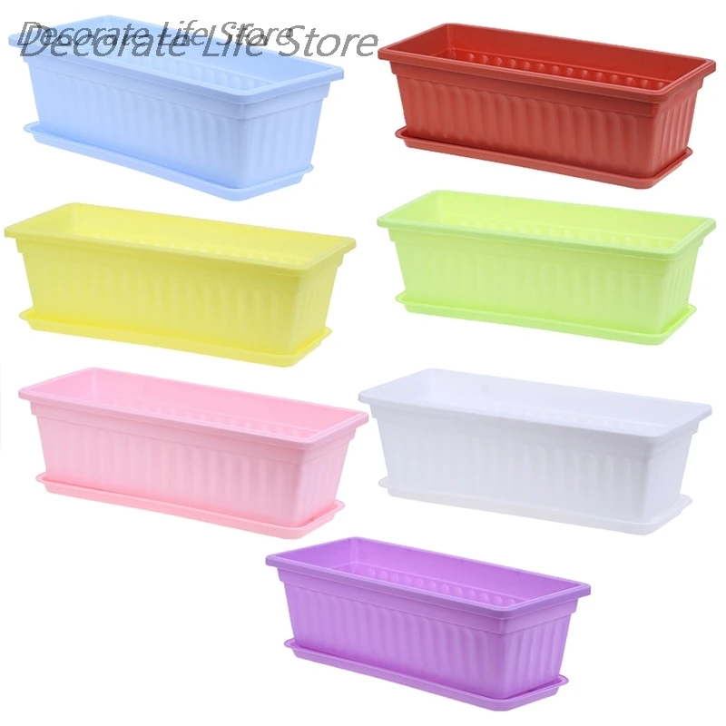 Цветочные горшки кашпо подносы пластиковые креативные большие квадратные для