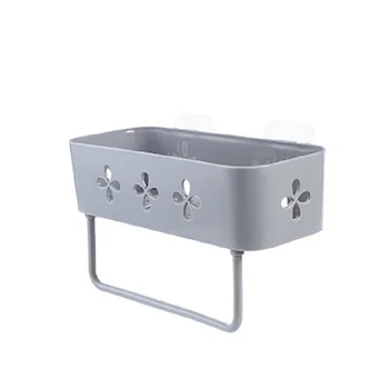 

Bathroom Kitchen Storage Shelf Punch-free Plastic Storage Shelf Multi-function Suction Cup Concise Hollow-out Storage Shelf #s