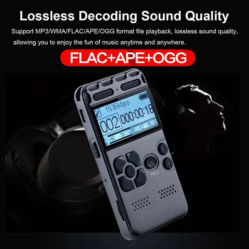 64G перезаряжаемый lcd Цифровой Аудио Звук Диктофон MP3 плеер