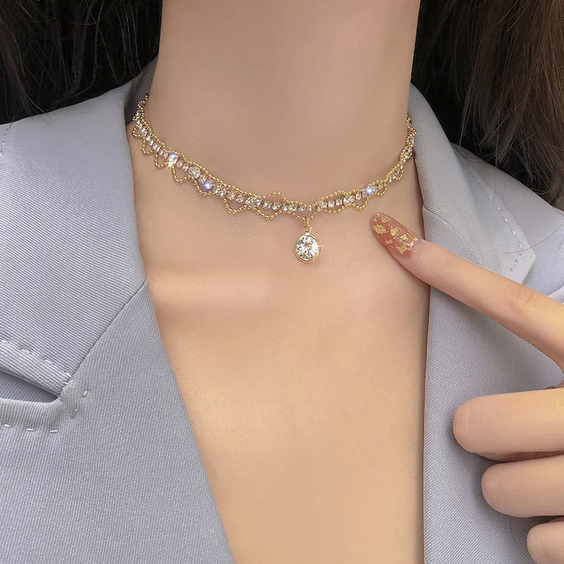 2021 South Korea New Hollow Bead Necklace Fashion Simple Temperament Short Clavicle Chain Women's Jewelry | Украшения и
