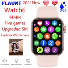2021 relógio inteligente das mulheres dos homens watch6 w66 mais 44mm relógio de chamada bluetooth jogo monitor freqüência cardíaca esporte smartwatch para ios android