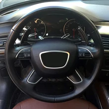 Хромированная abs накладка на руль, летающее колесо, значок, эмблема в центре, логотип, рамка, блестки, покрытие, аксессуары для Audi A3, 8 в, A6, C7, Q3, Q5