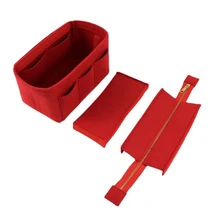 Felt Bag Purse Organizer Insert with Detachable Zipper Top Cover Multipurpose Handbag Tote Shaper Makeup Cosmetic Pouch 