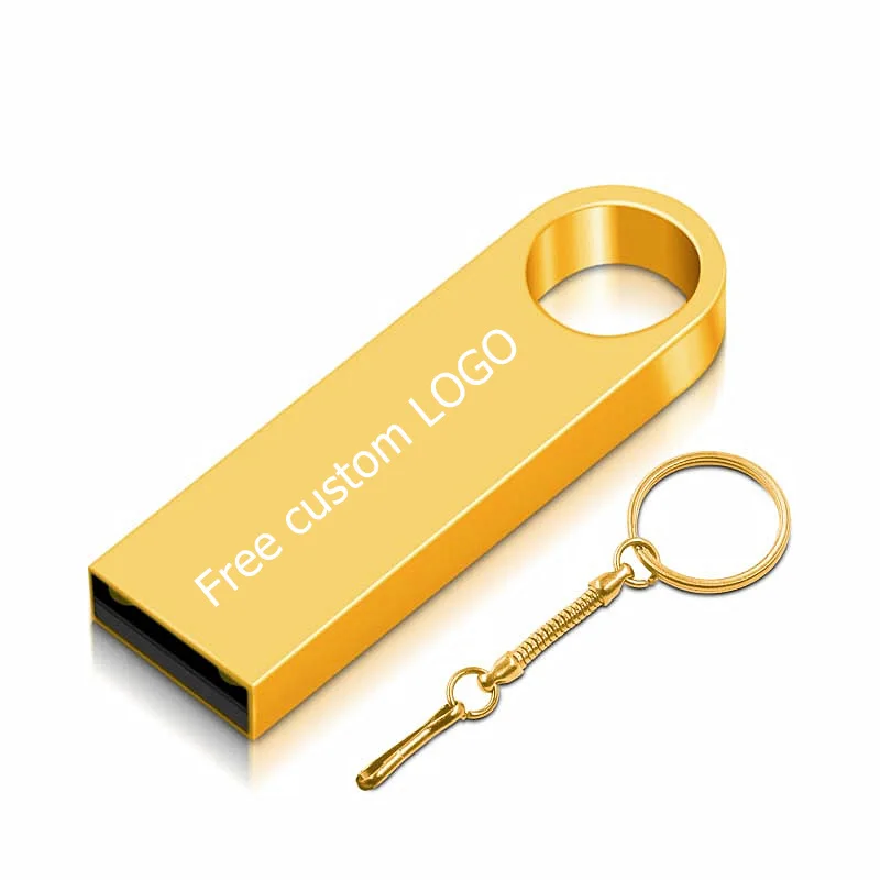 GOLD Металлический u-диск USB флэш-накопитель 128 ГБ флэш-памяти 64 Гб Флешка 16 ГБ 32 ГБ высокоскоростной USB 2,0 флэш-накопитель 8 ГБ Бесплатный Пользовательский логотип - Цвет: GOLD
