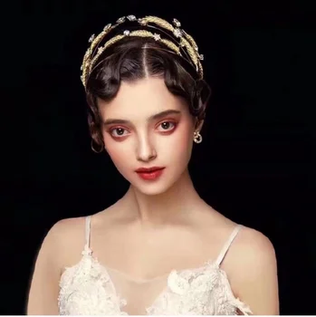 

Luxury Wedding Crown,Superior Gold Bridal Tiaras Jewelry Accessories,Hairwear Handicraft Wheat Spike Type Comb NEVER FADE