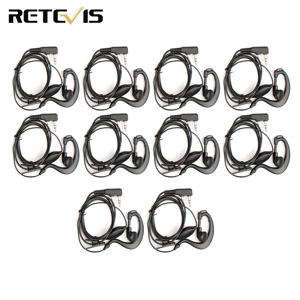 10 шт. 2Pin PTT портативная рация с наушниками гарнитура для KENWOOD BAOFENG UV 5R RETEVIS H777 RT7