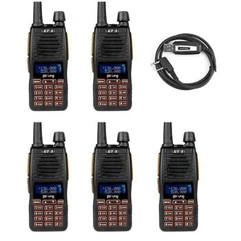 

5x Baofeng GT-5 Ham Walkie Talkie Two Way Radio VHF/UHF 136-174/400-520 MHz Dual Band PTT FM with 1x Programming Cable and CD