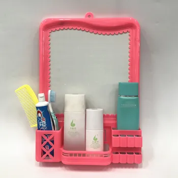 

Multi-function Makeup Mirror Desktop Cosmetics Storage Box For Bedroom Decor Simple Practical Wall Mounted Bathroom Mirror LA52