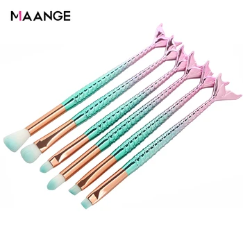 

6Pcs/set Pro Mermaid Cosmetic Makeup Brushes Set Tool Eyeshadow Eyeliner Eyebrow Concealer Lip Eyes Beauty Make Up Brush Kits