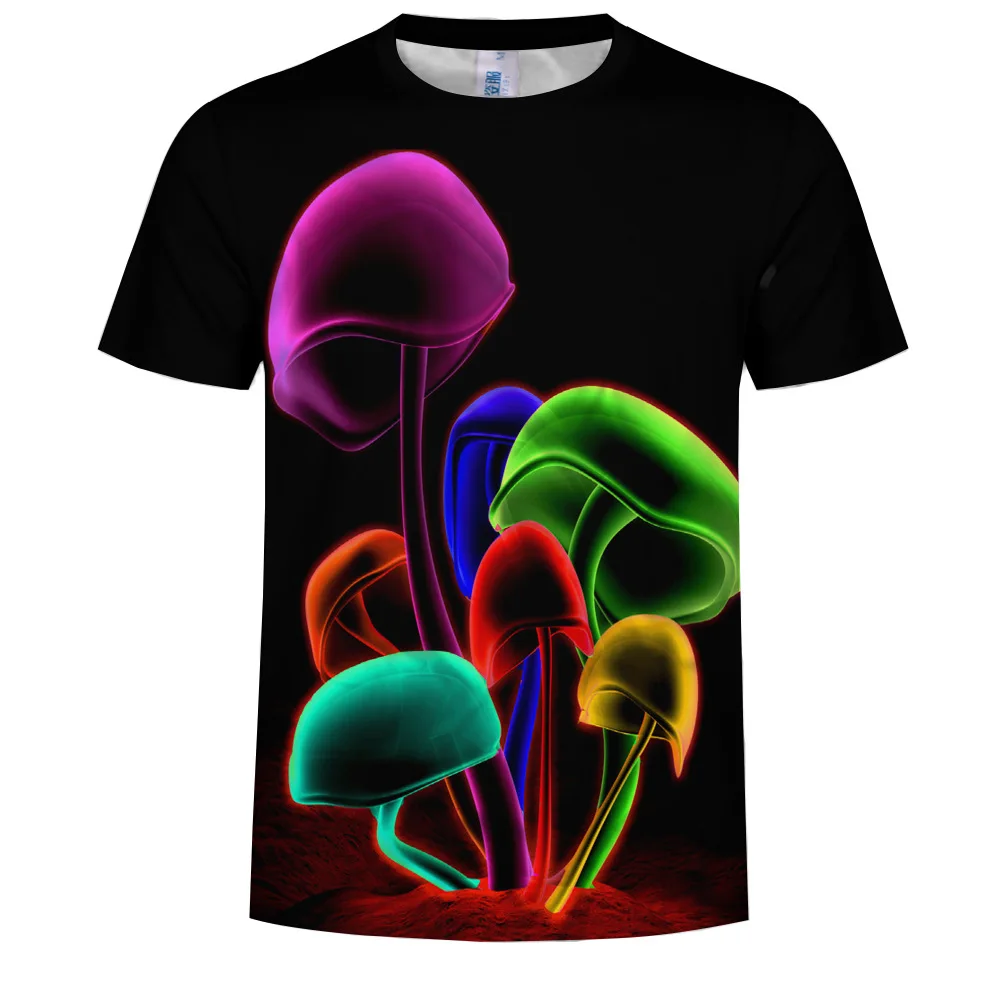 

Supply of Goods Luminous Efficiency Mushroom 3D Digital Printing Summer MEN'S round Collar Short-sleeved T-shirt