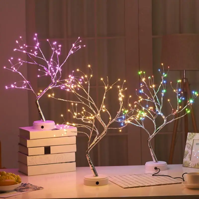 

NEW Tree Shape Lamp Copper Wire Led Light Party Festival DIY Decoration Christmas Tree Pendants luminous props Night Light