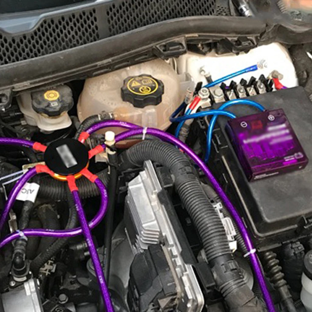 Purple 6-Point Car Earth/Grounding Cable System Wire Kit Racing Grounding Cable Wire with Screw Bracket Kit